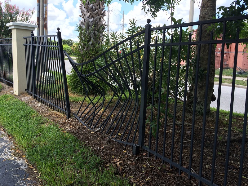 Damaged aluminum pool fence gate repair in Lake Nona